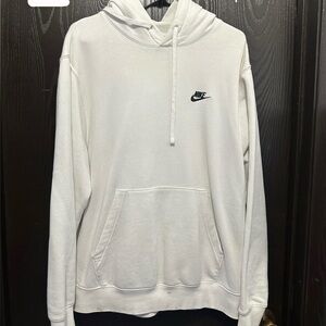Nike Men's White Hoodie with Black Logo